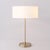 Mid-Century Modern Stretch Slimline Table Lamp Weathered Brass, White Linen Drum Shade, Modern Style, Dimmable For Sale - Image 3 of 6