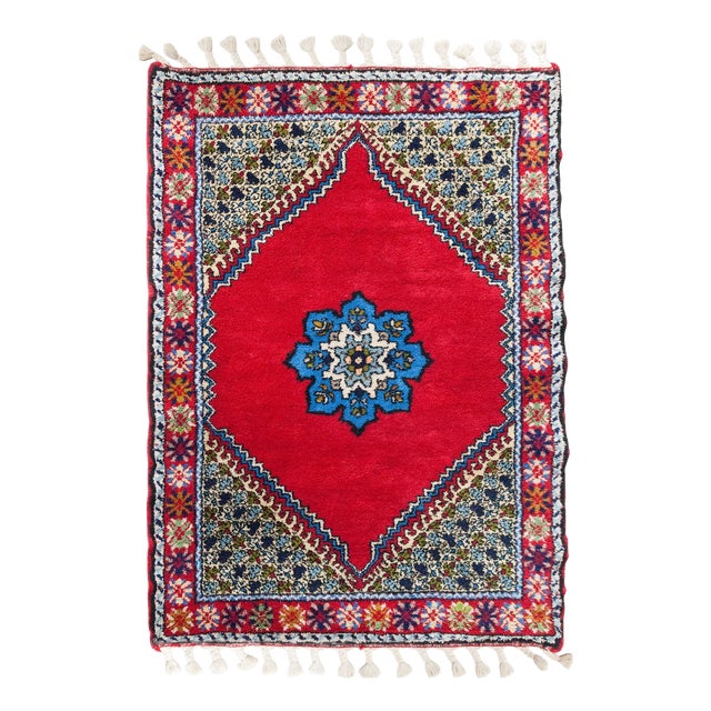 Vintage Hand-Knotted Moroccan Berber Wool Rug, 1960s For Sale