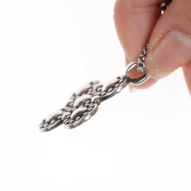 Late 20th Century Retired James Avery Beaded cross pendant with necklace in sterling For Sale - Image 5 of 9