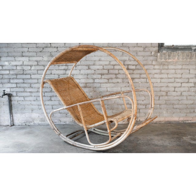 Vintage Franco Bettonica 'Dondolo' (rocking in Italian) lounge chair, circa 1960s. Unique and playful circular design with...