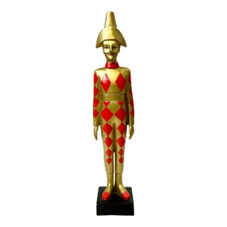 1980s Vintage Boho Chic Hollywood Regency Harlequin Mannequin Jester Figurine For Sale