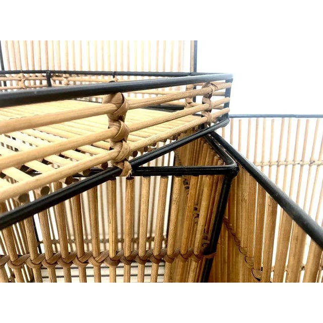 Dutch Rattan and Steel Storage Baskets by Dirk Van Sliedregt Attr. For Rohé, 1960s, Set of 2 For Sale - Image 6 of 17