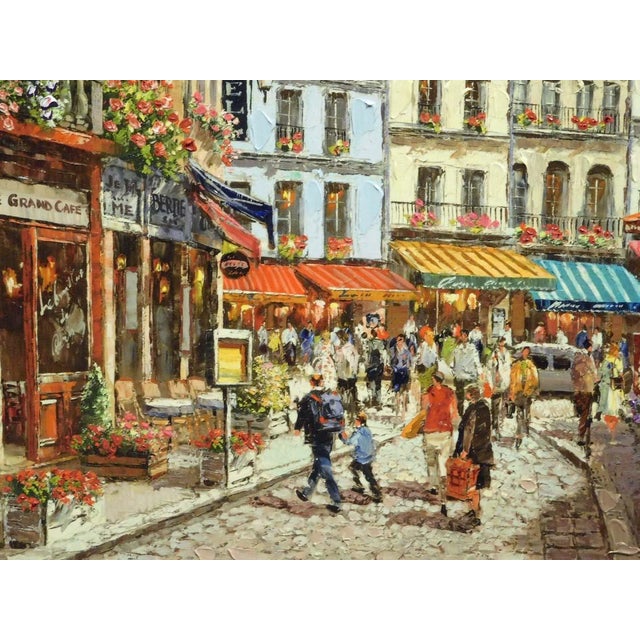 Impressionist s.sam Park "Paris Cafe"giclee on Canvas Framed Hand Signed Art For Sale - Image 3 of 7