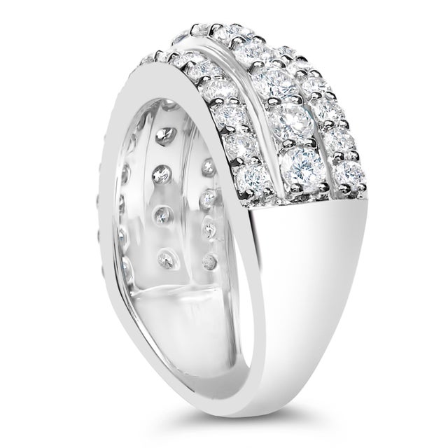 Haus of Brilliance .925 Sterling Silver 2.0 Cttw Lab Grown Diamond 3 Row Band Ring (F-G Color, VS1-VS2 Clarity) - Ring - Size 8 For Sale - Image 4 of 6