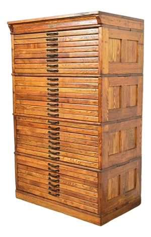 Antique Arts & Crafts Oak 31-Drawer Architect's Blueprint Flat File Cabinet by Hamilton, Circa 1900