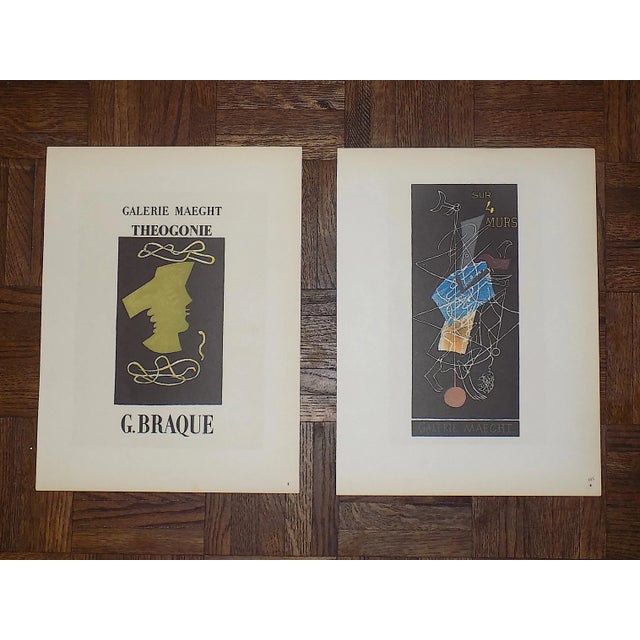 1950s Vintage Mid Century Color Lithograph-Georges Braque-Printed by Mourlot-A Pair For Sale - Image 5 of 6