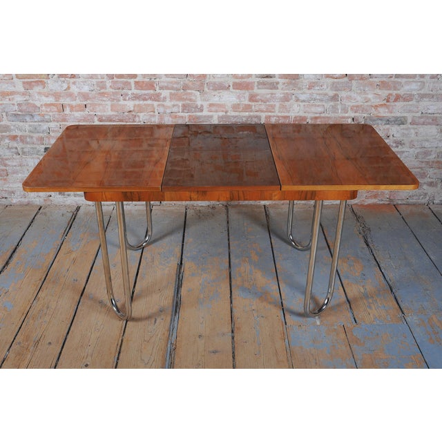 Bauhaus Folding Table in Oak by J. Halabala for Up Zavody, Czech, 1930s For Sale - Image 9 of 18