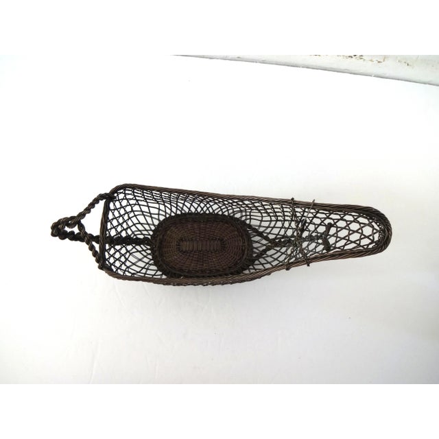 Metal Antique French Wine Bottle Basket With Rope Link Handle For Sale - Image 7 of 11