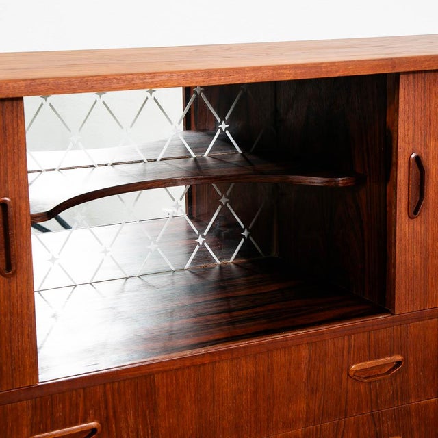 Wood Mid Century Danish Modern Credenza Highboard Bar Sideboard Denmark Teak Drawers For Sale - Image 7 of 12