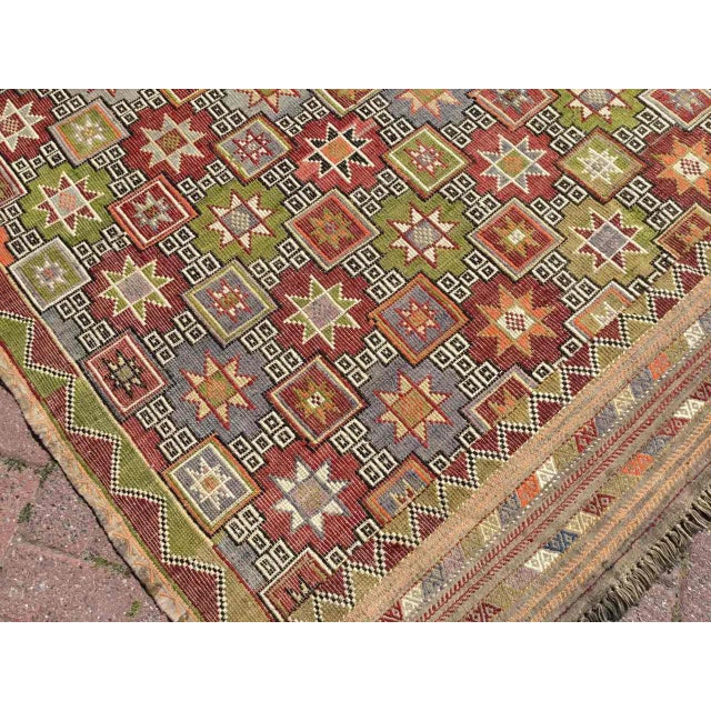 Vintage Turkish Kilim Rug - 75.5" X 103" For Sale - Image 9 of 11