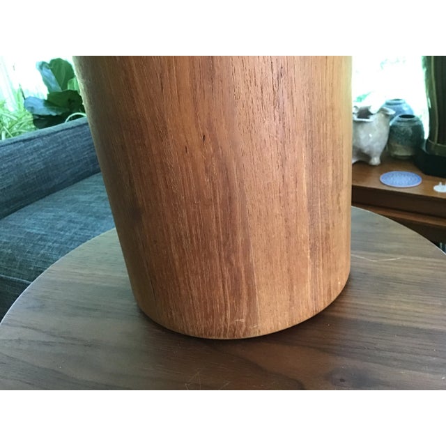 1960s Large Midcentury Modern Cylindrical Teak Ice Bucket For Sale - Image 10 of 11