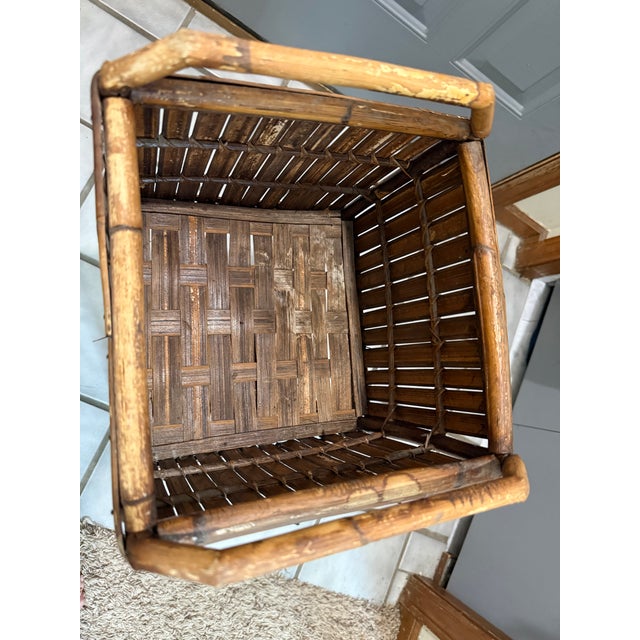 Vintage Bamboo Split Reed Plant Stand For Sale - Image 6 of 12