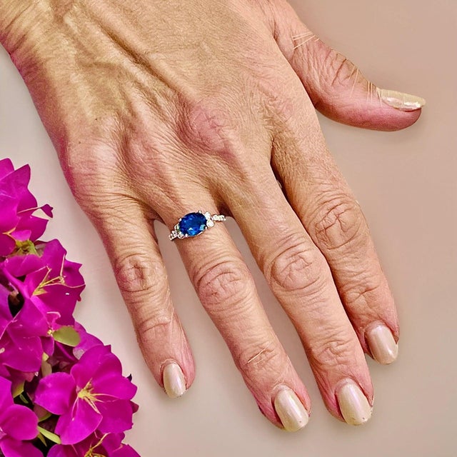 Natural Topaz Diamond Ring 6.5 14k W Gold 2.63 TCW Certified For Sale In New York - Image 6 of 10