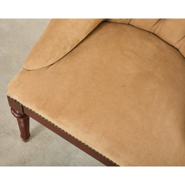 Ralph Lauren Regency Style Tufted Suede Mayfair Chair For Sale - Image 9 of 17