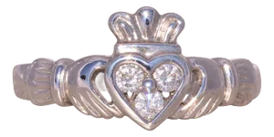 The Kilkenny: Irish Made Designer Natural Diamond Claddagh Ring in White Gold
