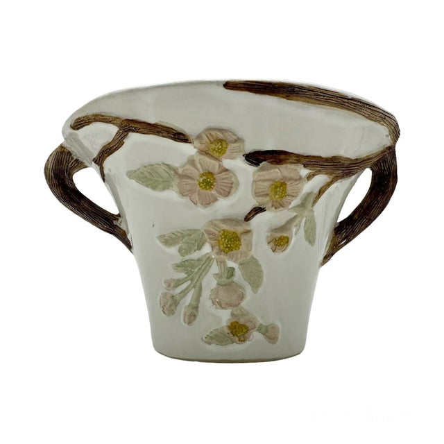 Vintage Napco Dogwood Tree Branch Whimsical Fairy Handled White Planter For Sale - Image 9 of 9