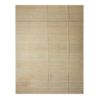 1940s White Cream Minimalist Antique Kilim n.w. Persian Rug 7'7" X 9'9" Flatweave Wool Carpet For Sale