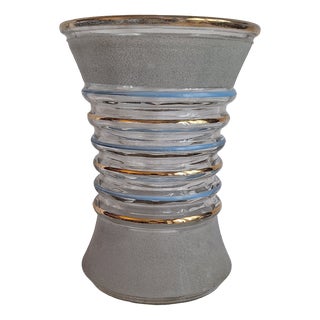 Art Deco Glass Vase with Linear Decoration, 1930s For Sale