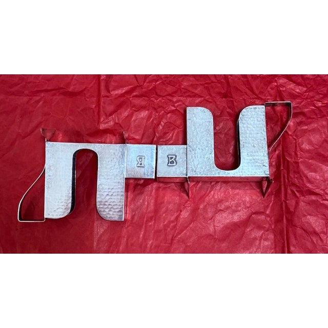 Silver A Pair of 1920s Vintage Etched Sterling Silver Holders Bookends Signed With B For Sale - Image 8 of 16