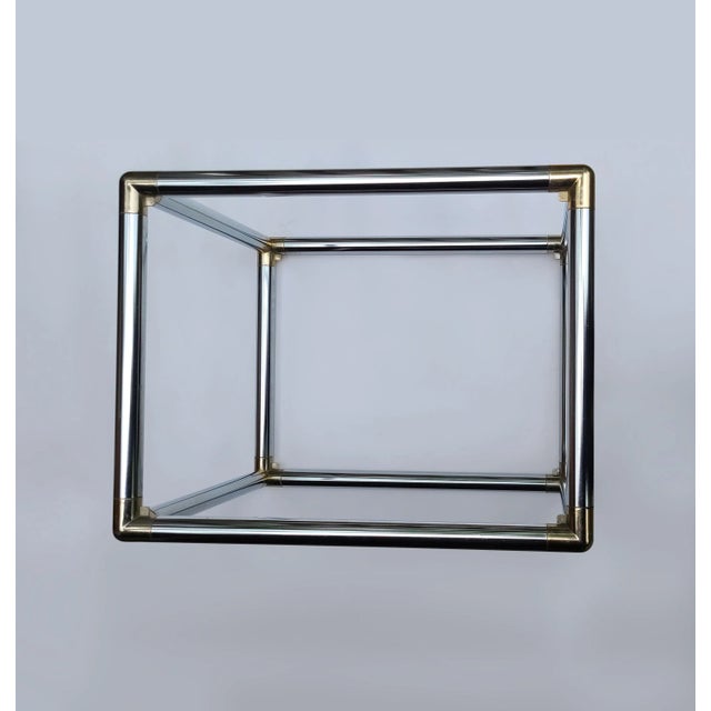 1970s Chrome Tubular Cube Cocktail Table W/Smoke Glass Pane Shelves in the Style of Milo Baughman For Sale - Image 11 of 12