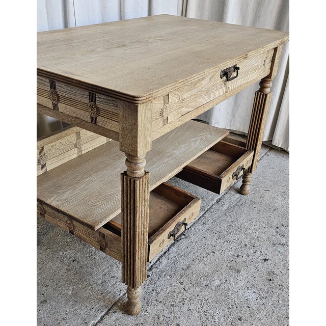 Cinnamon Vintage Library Table, Library Desk, Farm House, White, Bleached Oak For Sale - Image 8 of 13