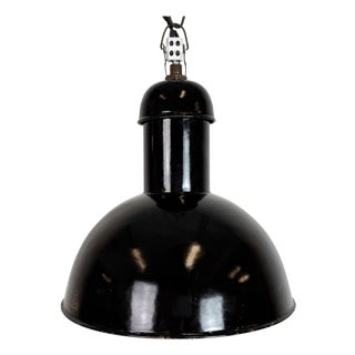 Industrial Black Enamel Pendant Lamp from Aeg, 1930s For Sale