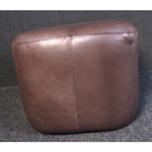 Mid 20th Century Mid 20th Century Mid-Century Modern Brown Leather Ottoman For Sale - Image 5 of 5
