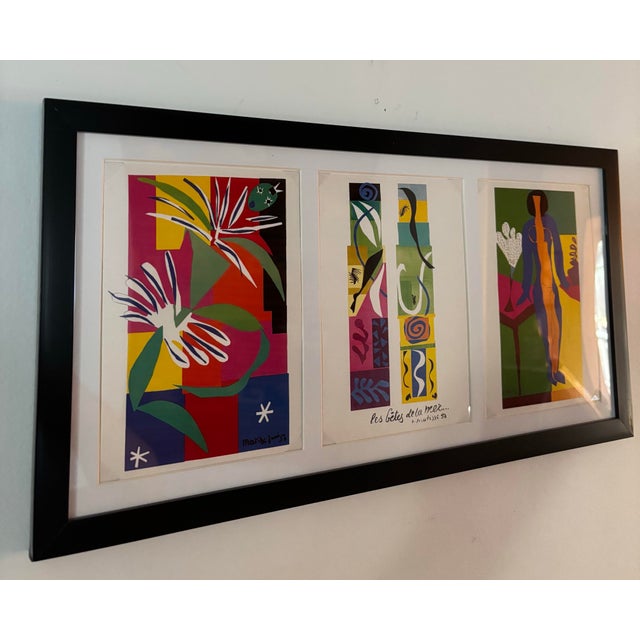 Matisse Prints From the Jazz Series The Beasts at Sea The Creole Dancer and Zulma Circa 1950 Framed Matted Signed in Plate...