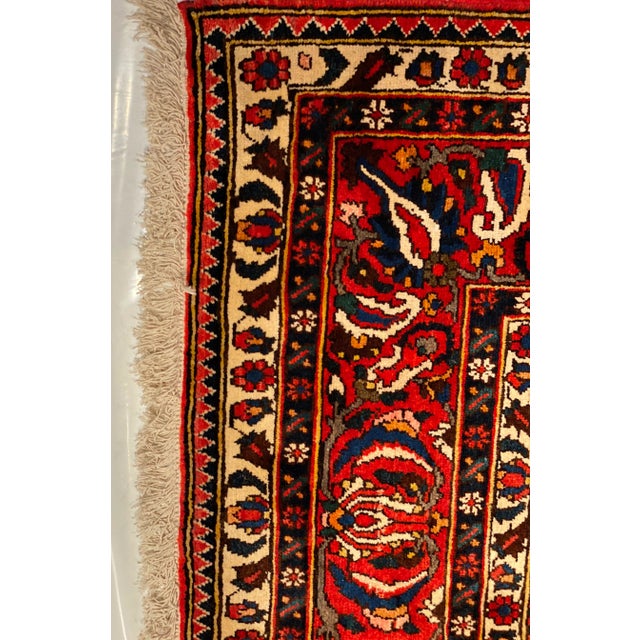Red Persian Semi Vintage Bakhtiari Hand-Knotted Rug 9'6'' X 12'7'' For Sale - Image 8 of 10
