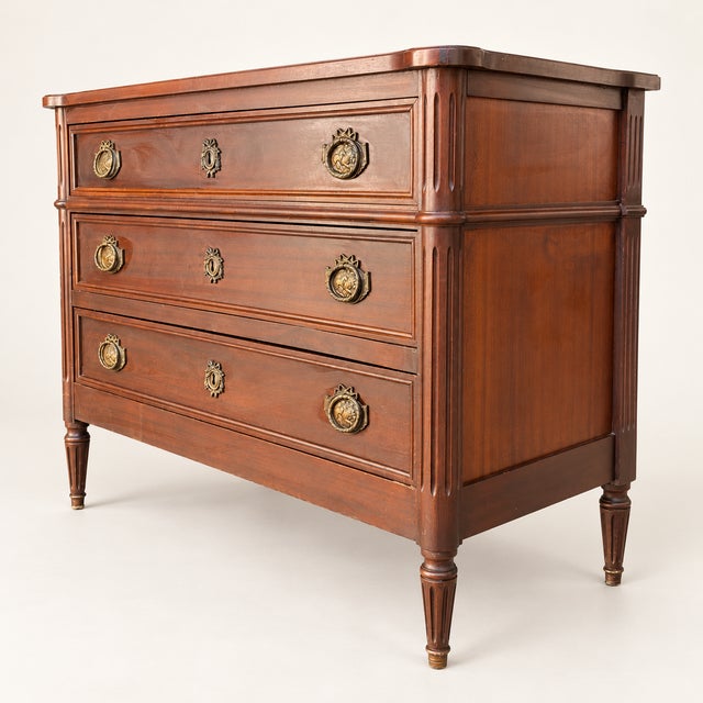 Louis XVI Style Walnut Chest of Drawers, 1950s For Sale - Image 4 of 10