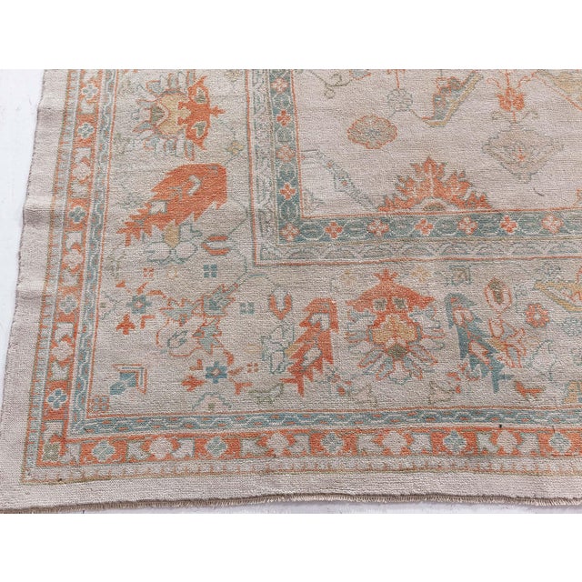 Authentic Turkish Oushak Handmade Wool Rug For Sale - Image 4 of 7
