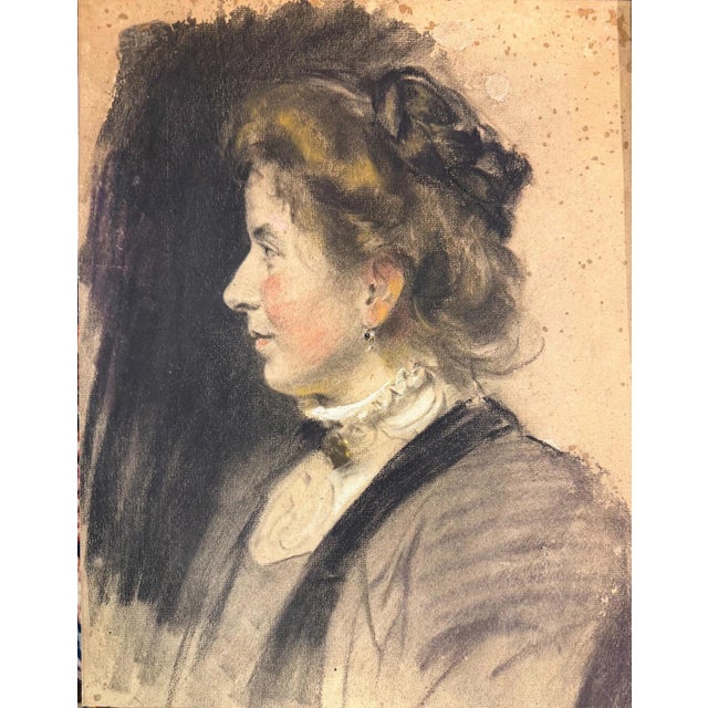 Heinrich Pforr, Kirmestanz – Study, Profile Portrait of a Young Woman, Charcoal For Sale - Image 13 of 13