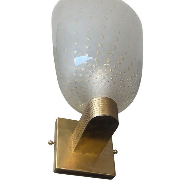 1980s Italian Campana Glass Sconces With Gold Circle Detail - Set of Six For Sale In Los Angeles - Image 6 of 7