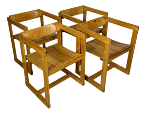Set of Vintage Pine Dining Chairs Model 313 Trybo Series by Edvin Helseth for Stange Bruk, 1960s, Set of 4