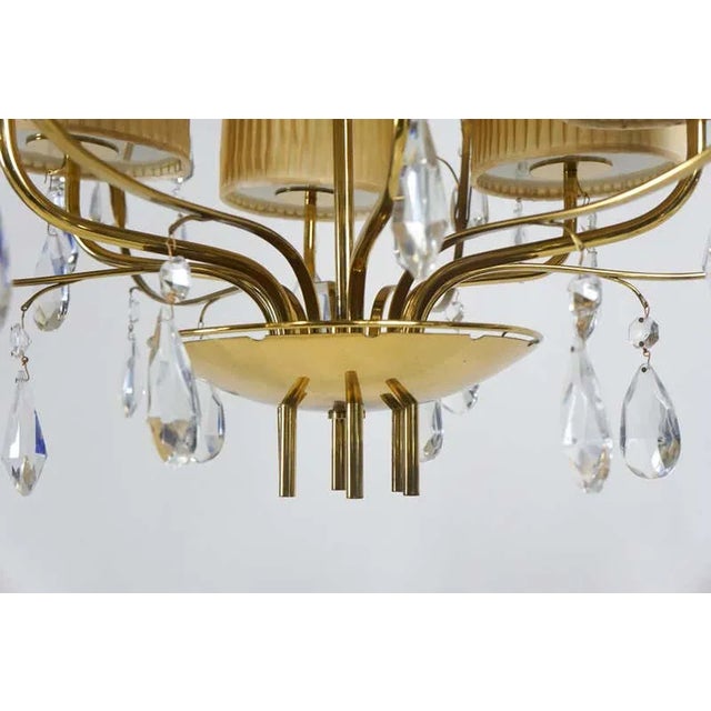 Rare Paavo Tynell by Taito Oy Model 3380 Whimsical Crystal and Brass Chandelier For Sale - Image 10 of 13