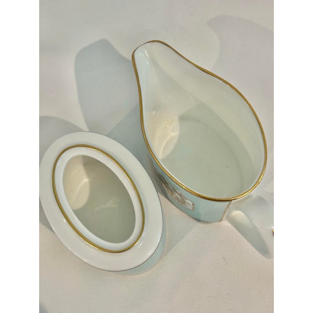 Late 20th Century Fortnum & Mason St James Eau De Nil Chinoiserie Bone China Sugar & Creamer by Caverswall For Sale In New Orleans - Image 6 of 10