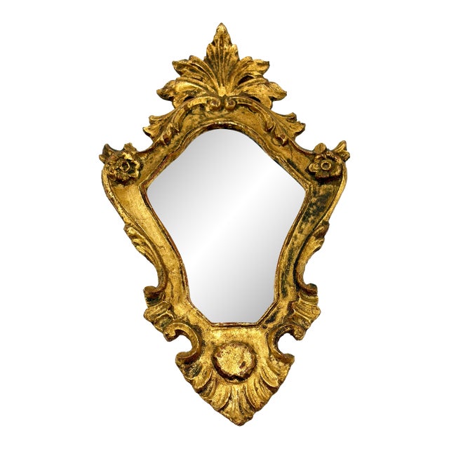 Vintage Italian Florentine Petite Giltwood Mirror For Sale