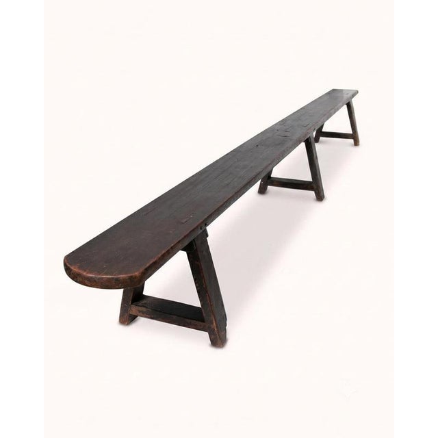 Wood Antique French Provincial Wooden Bench For Sale - Image 7 of 7