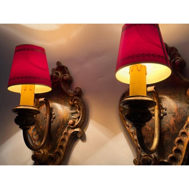 Baroque Wall Lights in Linden Wood, 1960s, Set of 2 For Sale - Image 4 of 12