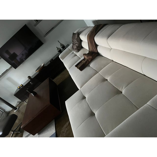 Large Cantoni 3-Pc Modular Sectional Sofa in Off-White Cream Micro-Suede, Like New For Sale - Image 13 of 14