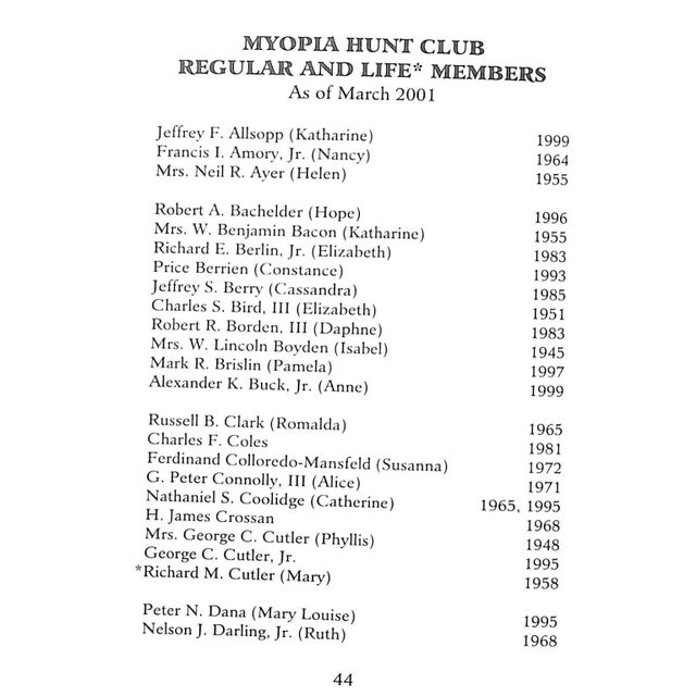 Myopia Hunt Club Members 2001 Annual Booklet For Sale - Image 4 of 9