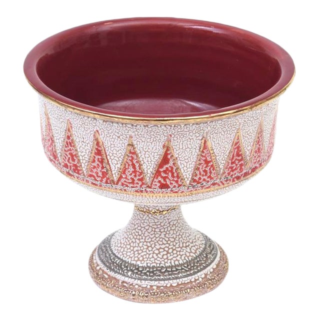 Vintage Ceramic Lava Pedestal Bowl by Fratelli Fanciullaci for Bitossi, 1960's, Italy For Sale