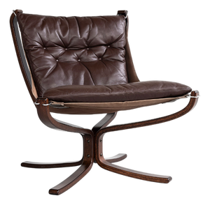 Vintage Falcon Chair in Dark Brown Leather and Plywood by Sigurd Ressell for Vatne Møbler, 1970s