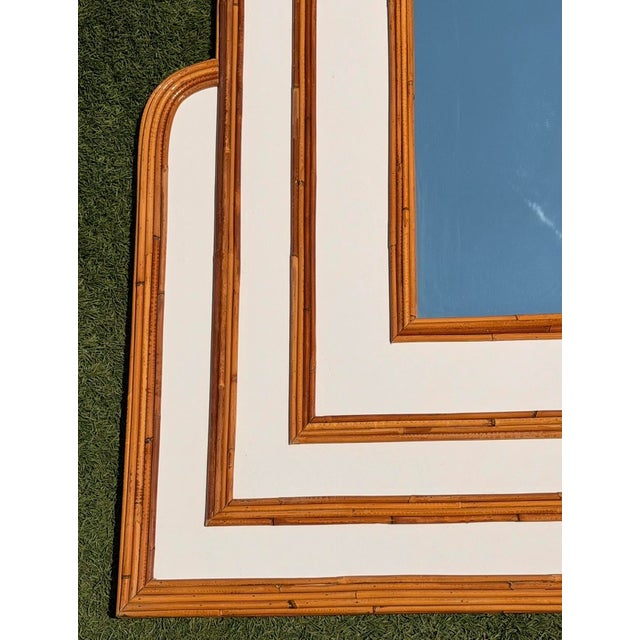 Hollywood Regency Tropical Mirror in Pencil Reed Bamboo attributed to Vivai Del Sud, Italy, 1970s For Sale - Image 12 of 17