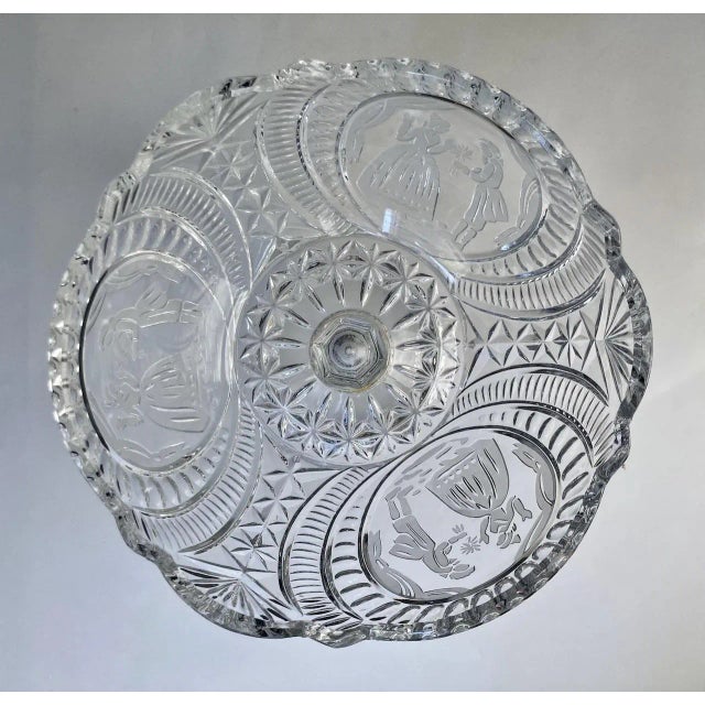 Early 20th C. "He Presenting Her Flowers" Crystal Pedestal Bowl For Sale - Image 9 of 18