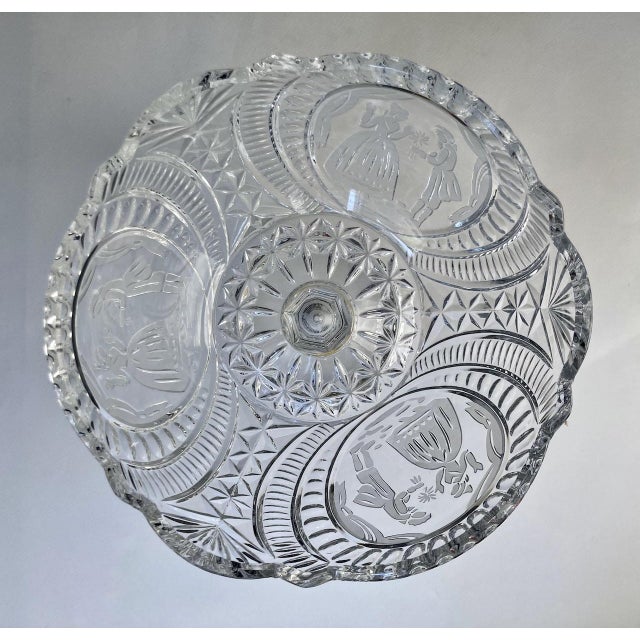 Early 20th Century "He Presenting Her Flowers" Crystal Pedestal Bowl For Sale - Image 9 of 18