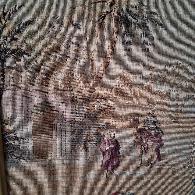 Early 20th Century Framed Early Twentieth Century Middle Eastern Orientalist Tapestry For Sale - Image 5 of 6