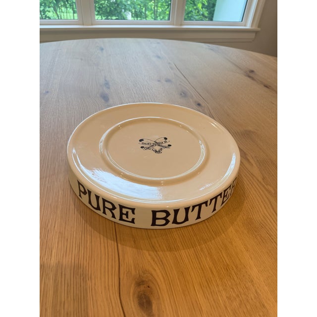 Rare and highly collectible vintage English ironstone dairy slab with the words Pure Butter on the side in a great...