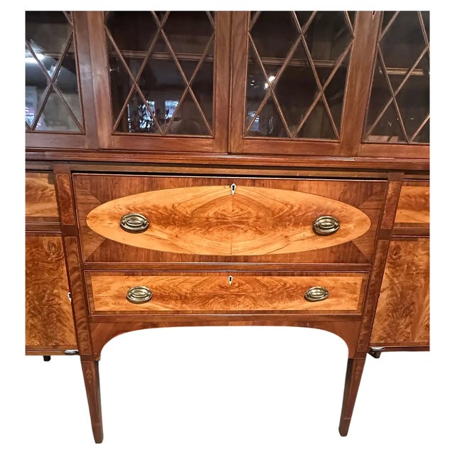 American Federal Flame Birch Breakfront Bookcase For Sale In Boston - Image 6 of 9