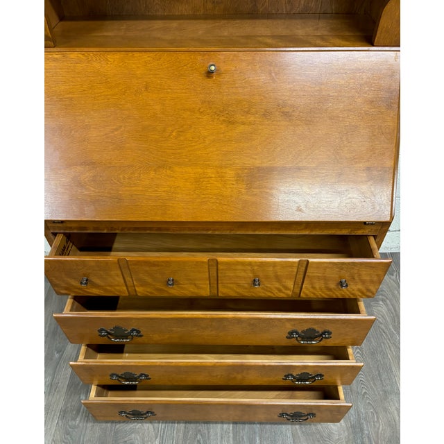 Vintage Ethan Allen Heirloom Early American Maple & Birch Secretary Desk & Hutch For Sale - Image 12 of 16